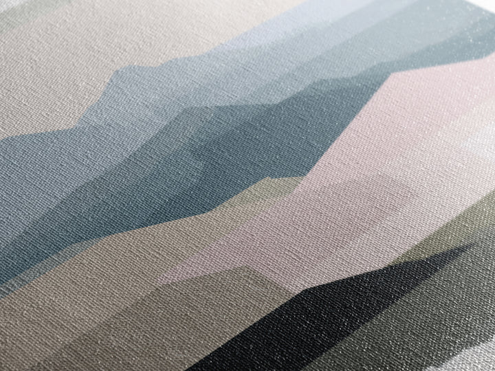 Muted Mountain Layers Framed Canvas Print, Scandinavian Art, Mid Century Modern, Living Room Decor, Oil Painting, Nordic, SCA-1x1-8