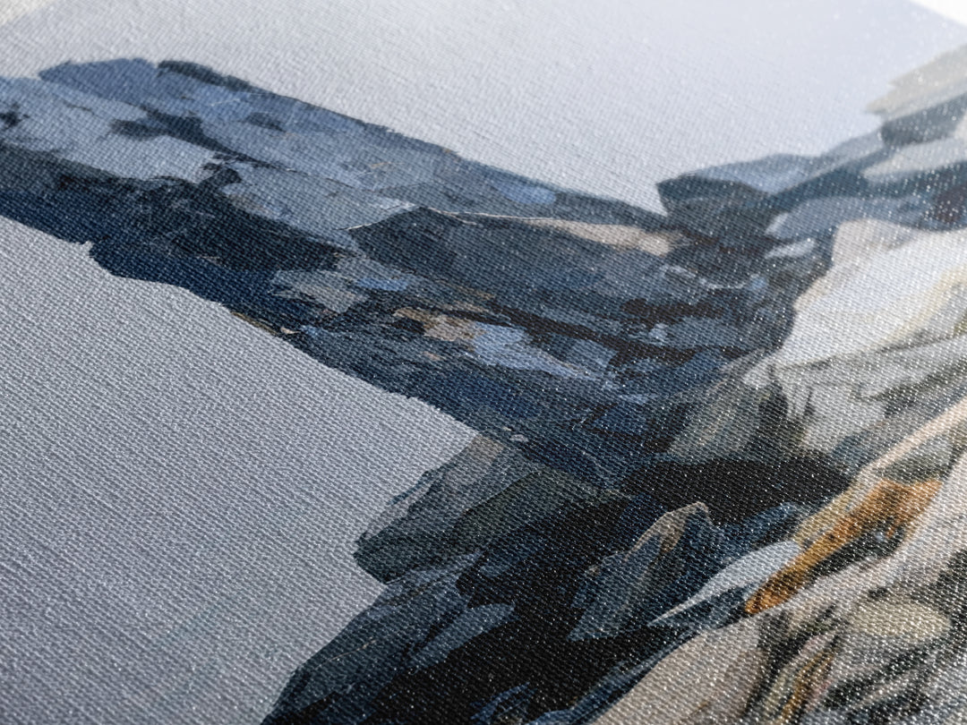 Quiet Coastal Rocks and Gray Sea Canvas Print, Scandinavian Art, Art, Living Room Decor, Fine Art, Nordic, Abstract Art, SCA-2x3-7