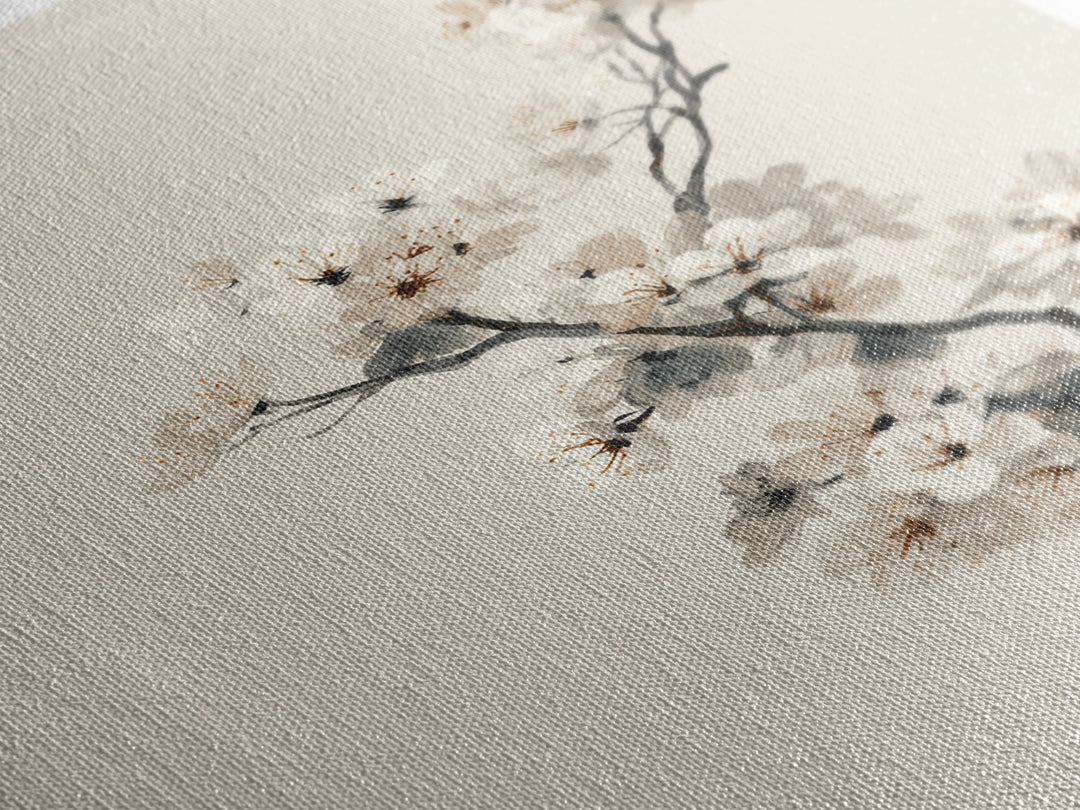 Single Black Branch on Warm White Background Canvas Print, Scandinavian Art, Statement Artwork, Living Room Decor, Nordic, SCA-2x3-76