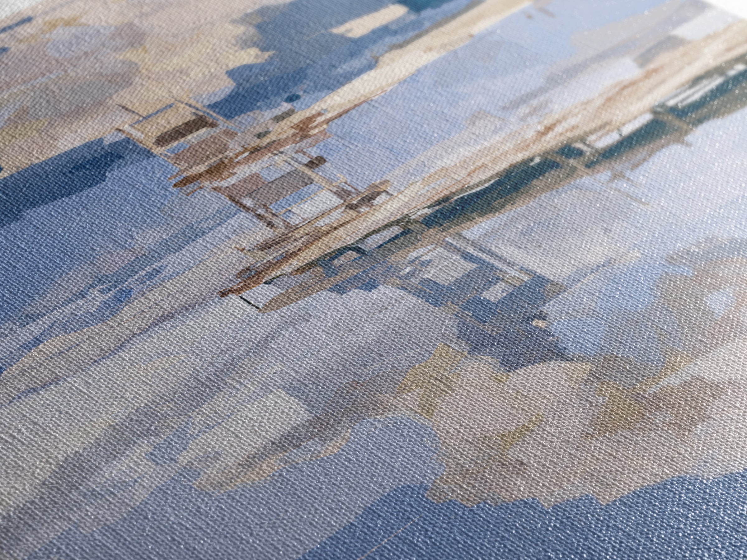 Calm Lake Dock Canvas Print, Scandinavian Art, Minimalist Decor, Living Room Decor, Nordic, Oil Painting, Digital Wall Art, SCA-2x3-95