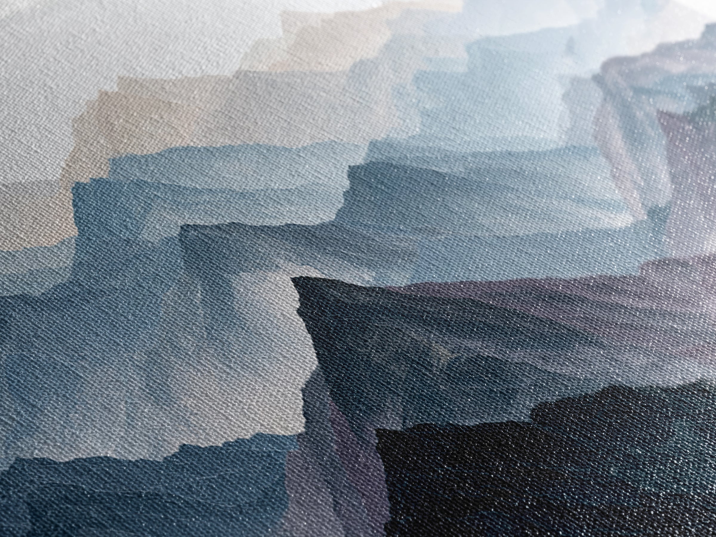 Muted Mountain Layers Canvas Print, Scandinavian Art, Modern Art, Living Room Decor, Fine Art, Nordic, Contemporary Art, SCA-3x1-24