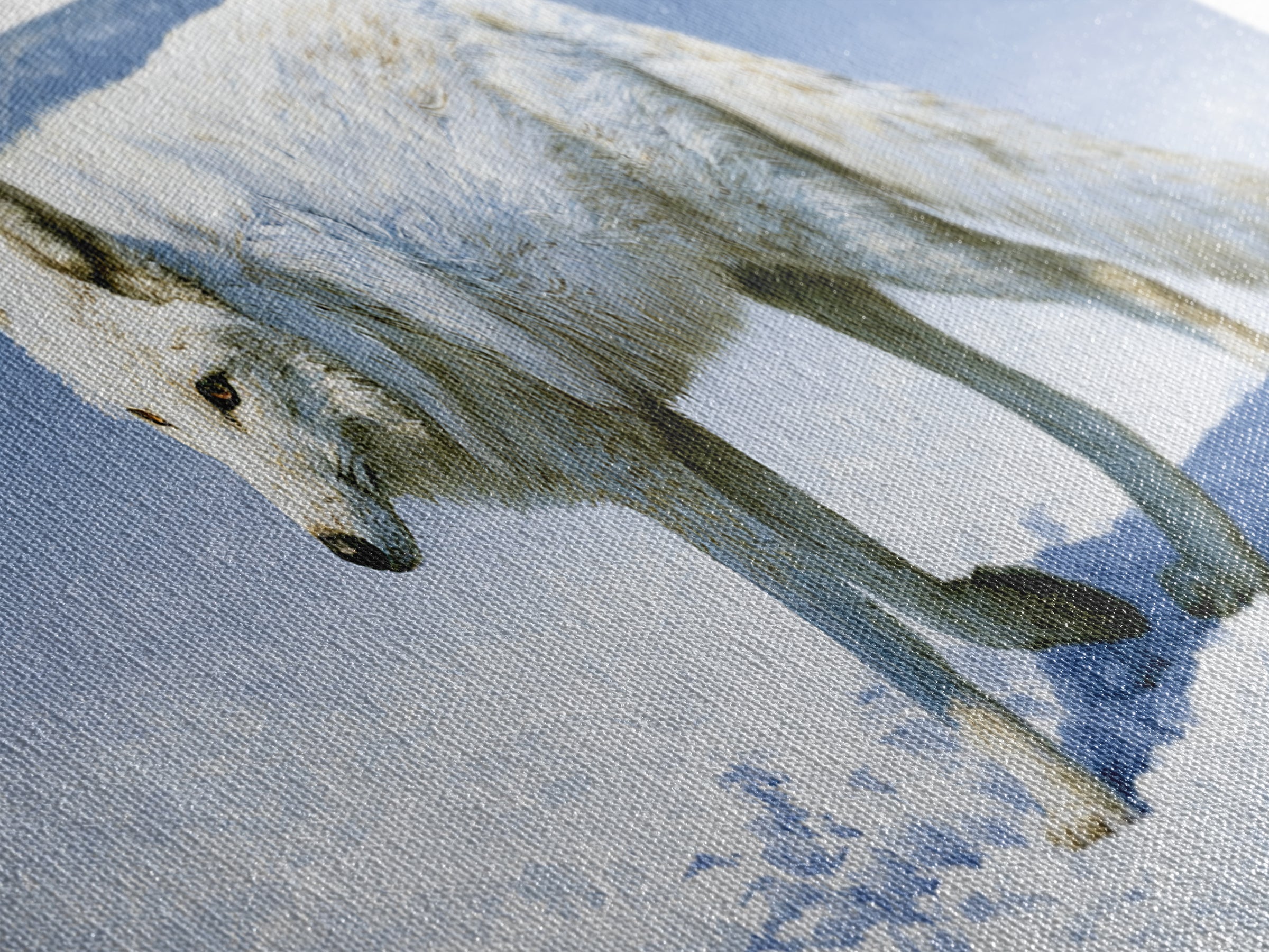 White Fox in Quiet Snow Canvas Print, Scandinavian Art, Art Print, Living Room Decor, Fine Art, Nordic, Farmhouse Decor, SCA-3x1-76