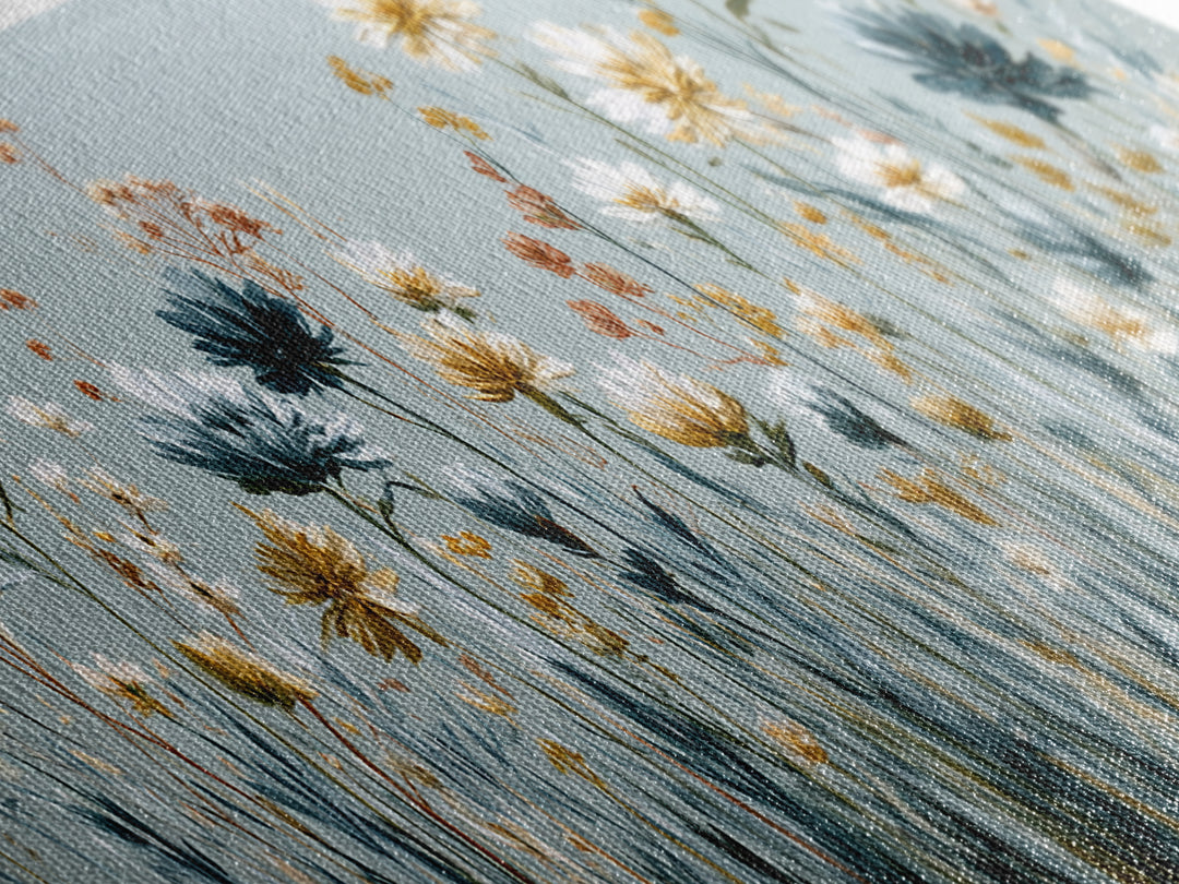 Minimal Meadow Flowers Canvas Print, Scandinavian Art, Neutral Decor, Living Room Decor, Oil Painting, Nordic, Wall Decor, SCA-3x1-98