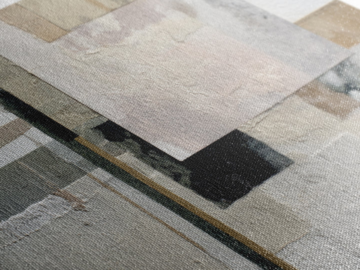 Soft Beige Geometric Abstraction Framed Canvas Print, Scandinavian Art, Wall Decor, Living Room Decor, Abstract Art, Nordic, SCA-3x2-31