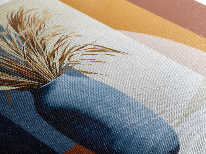Ceramic Vase with Dried Grasses Canvas Print, Scandinavian Art, Living Room Decor, Oil Painting, Nordic, Wall Hanging, SCA-3x2-89