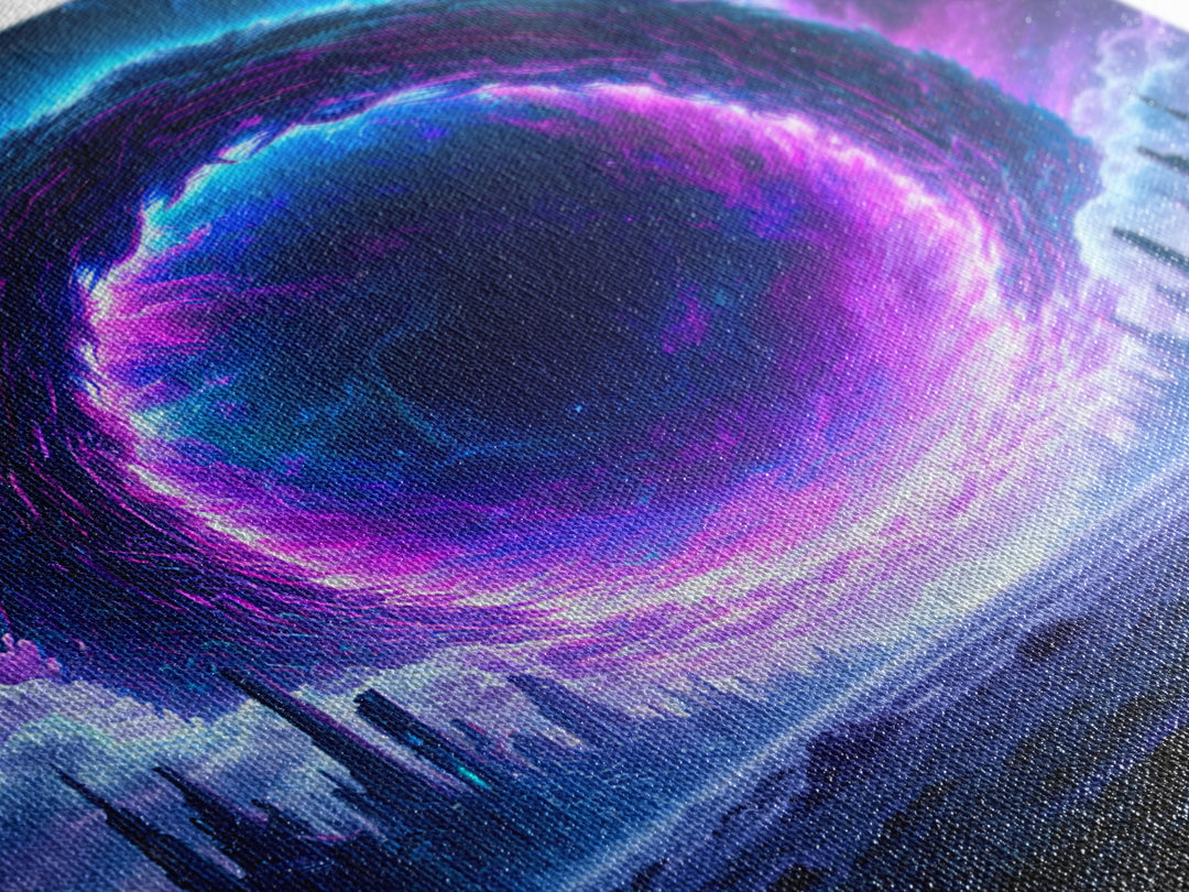 Wormhole Opening over Barren Landscape Canvas Print, Scifi Art, Gallery Decor, Living Room Decor, Fine Art, Orbit, Wall Art, SCI-1x1-17