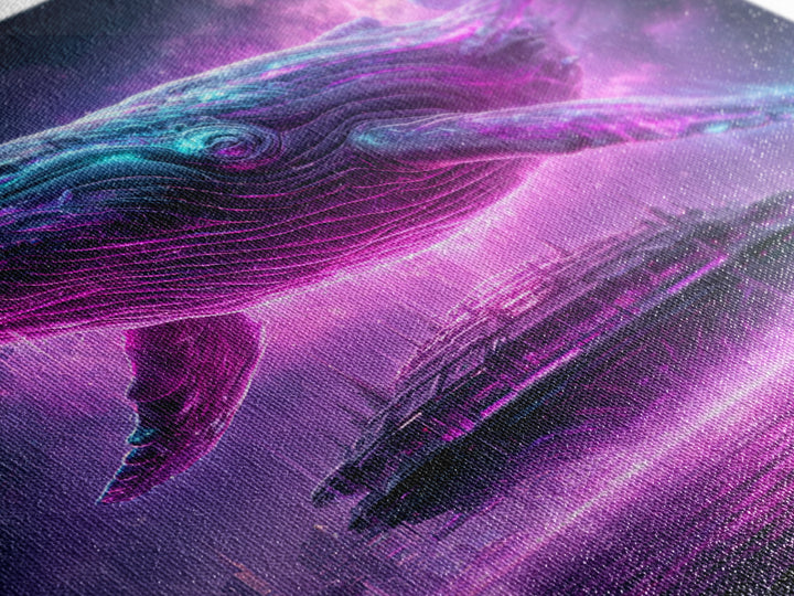 Cosmic Whale Swimming Through Deep Space Framed Canvas Print, Scifi Art, Art Print, Living Room Decor, Fine Art, Orbit, SCI-1x1-40