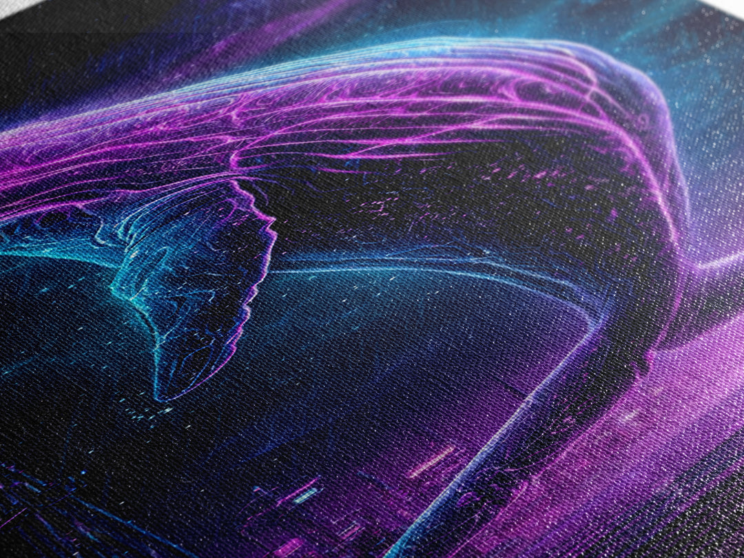 Cosmic Whale Swimming Through Deep Space Canvas Print, Scifi Art, Fantasy Art, Living Room Decor, Fine Art, Orbit, SCI-1x3-100