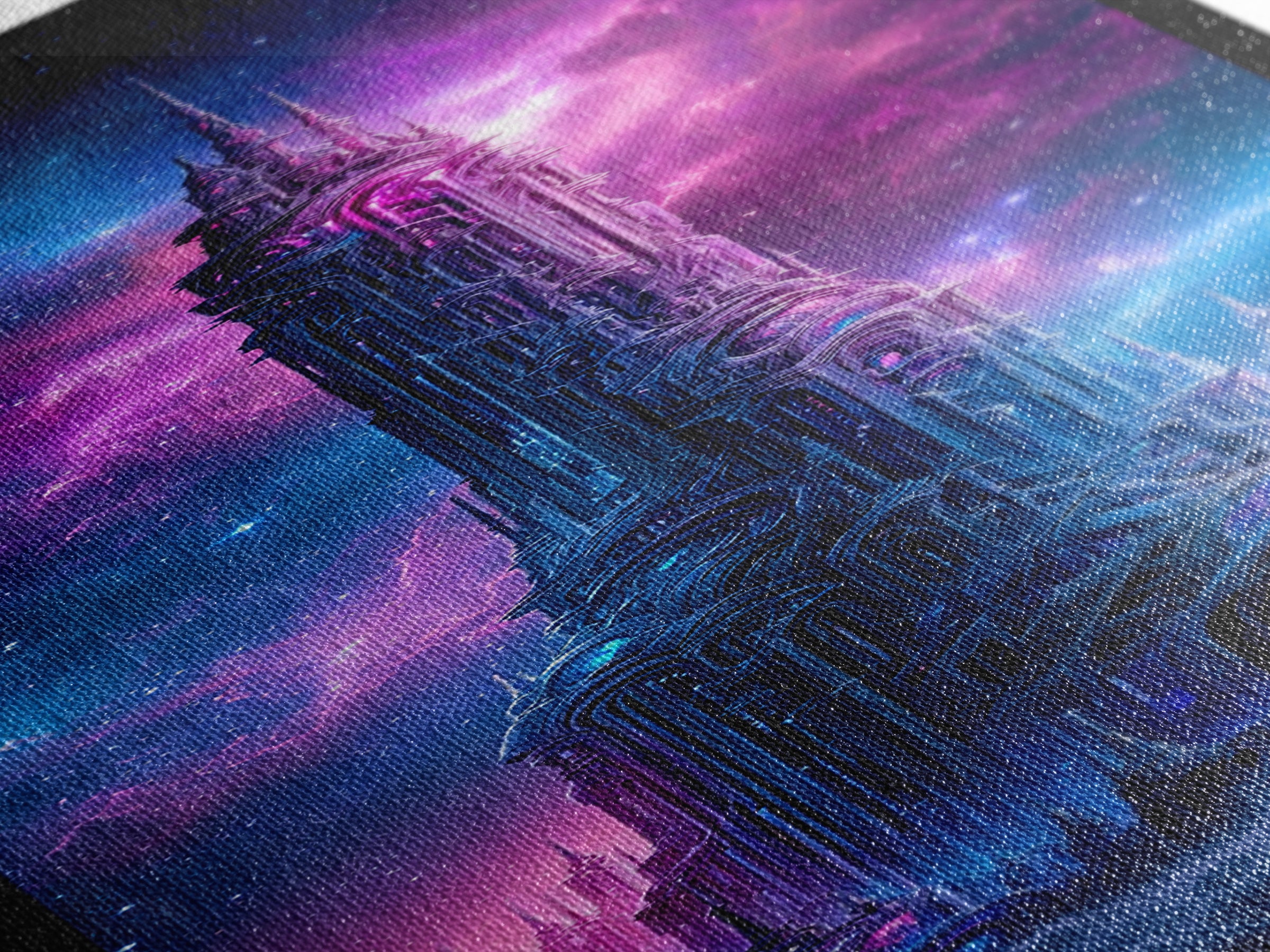 Starship Cockpit View of Nebula Clouds Framed Canvas Print, Scifi Art, Gallery Decor, Living Room Decor, Fine Art, Orbit, SCI-1x3-71
