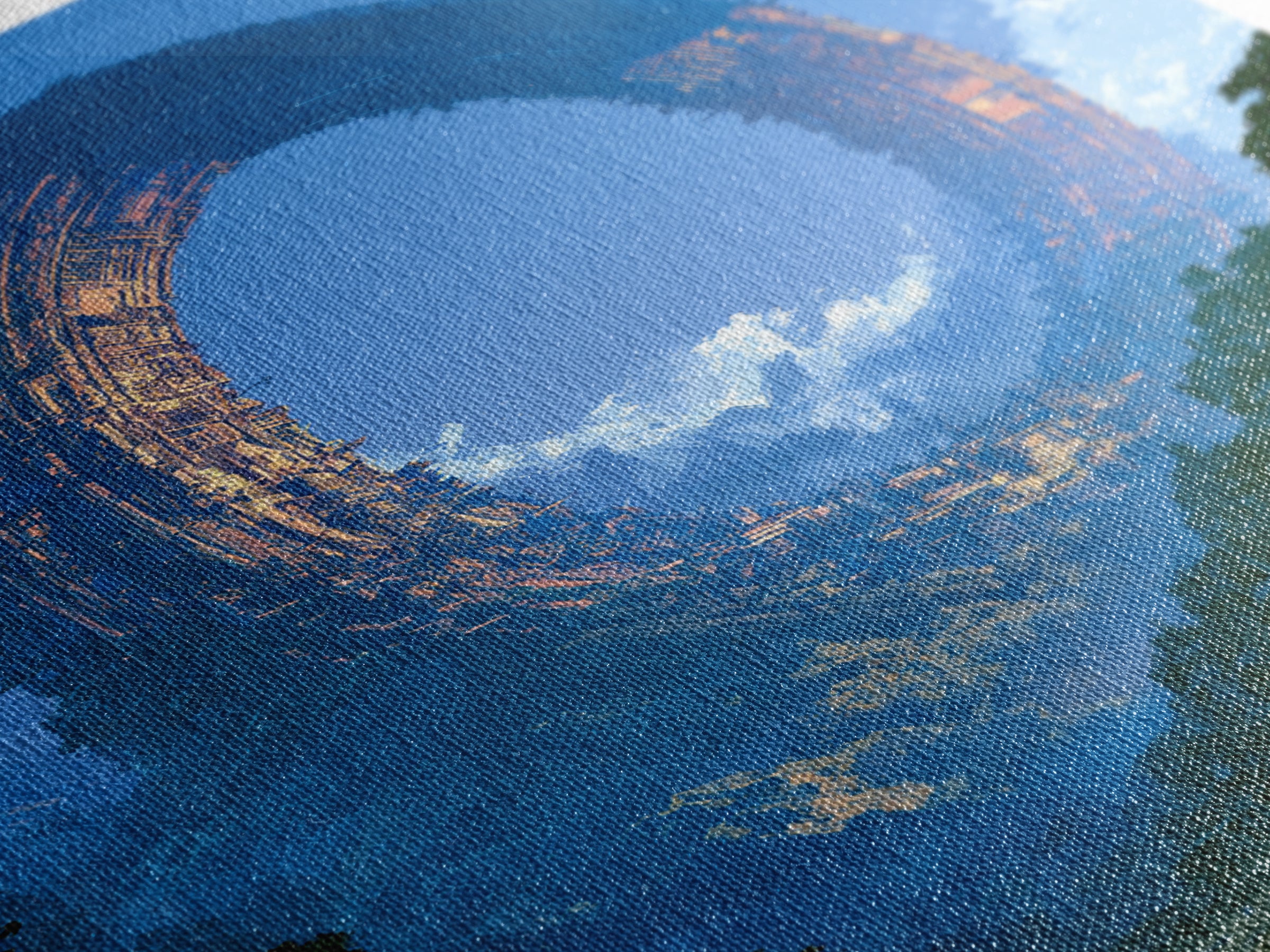 Giant Ring World Seen from a Valley Framed Canvas Print, Scifi Art, Wall Decor, Living Room Decor, Orbit, Living Room Art, SCI-2x3-64