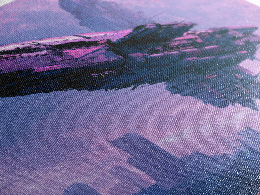 Distant Spaceship Above Alien Desert Planet Canvas Print, Scifi Art, Canvas Wall Art, Living Room Decor, Fine Art, Orbit, SCI-2x3-9