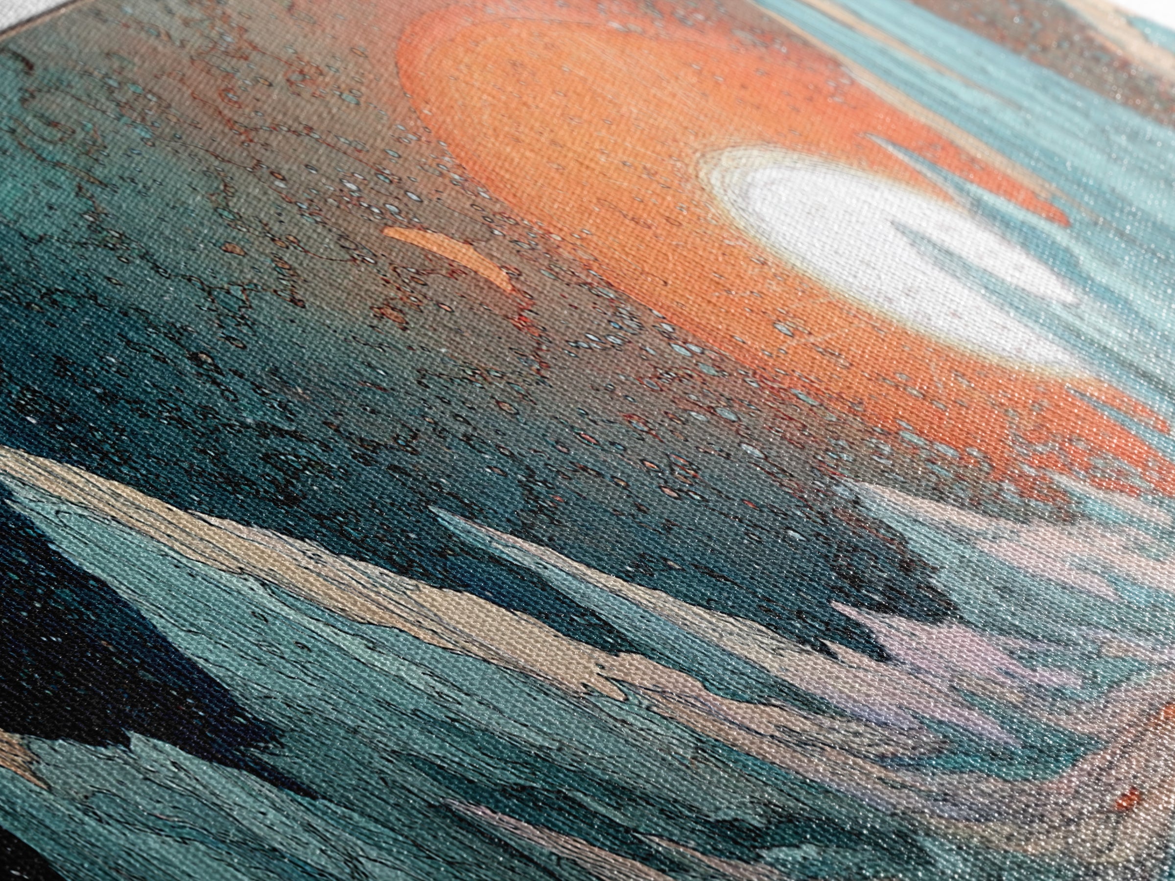 Robot Companion Crossing a Red Canyon Canvas Print, Scifi Art, Fantasy Art, Living Room Decor, Oil Painting, Orbit, SCI-3x1-20