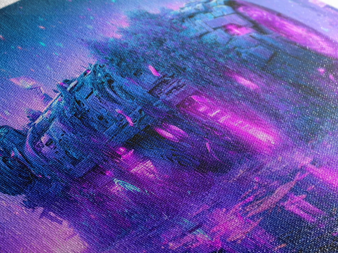 Abandoned Spacecraft Overgrown Framed Canvas Print, Scifi Art, Collage Art, Living Room Decor, Oil Painting, Orbit, SCI-3x1-74