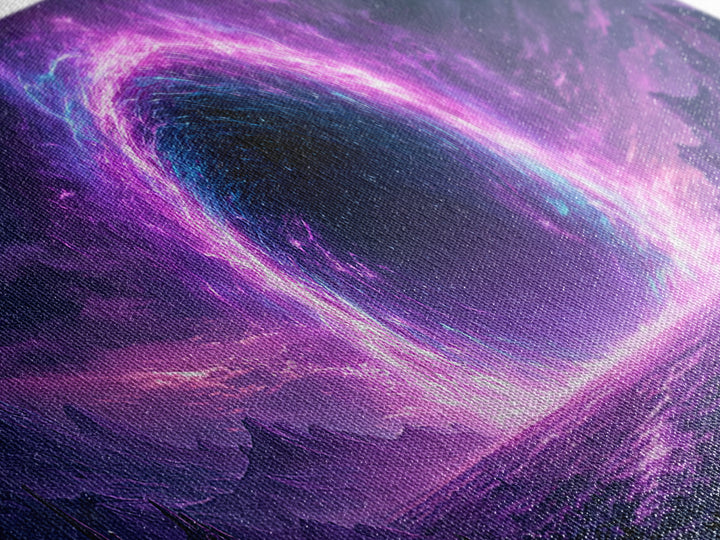 Wormhole Opening over Barren Landscape Framed Canvas Print, Scifi Art, Game Room Decor, Living Room Decor, Fine Art, Orbit, SCI-3x1-81