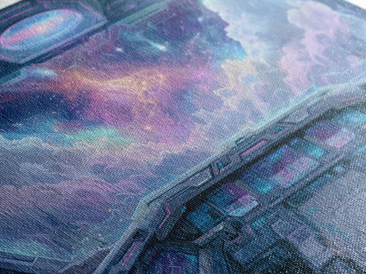 Starship Cockpit View of Nebula Clouds Framed Canvas Print, Scifi Art, Mid Century Art, Living Room Decor, Fine Art, Orbit, SCI-3x2-15