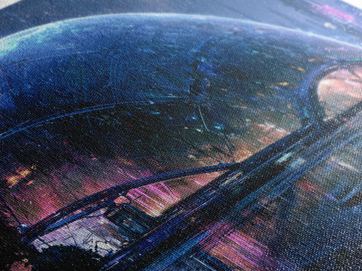 Futuristic Botanical Dome Canvas Print, Scifi Art, Weird Art, Living Room Decor, Fine Art, Orbit, Art Print, Textured Painting, SCI-3x2-52