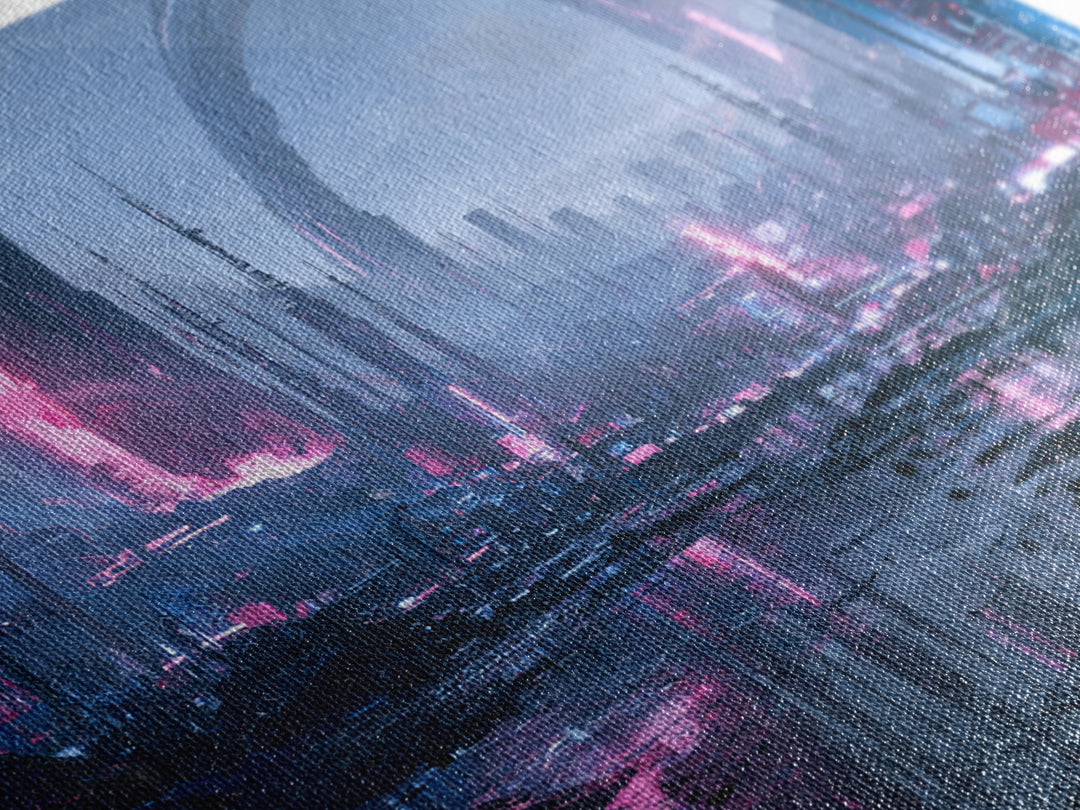 Giant Ring World Seen from a Valley Canvas Print, Scifi Art, Poster, Living Room Decor, Fine Art, Orbit, Retro Wall Art, SCI-3x2-84
