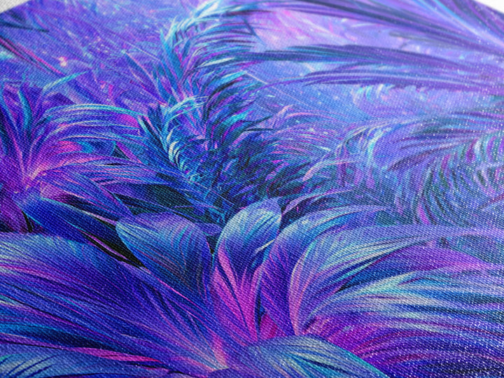 Alien Jungle with Bioluminescent Plants Framed Canvas Print, Scifi Art, Contemporary Art, Living Room Decor, Fine Art, Orbit, SCI-3x2-9