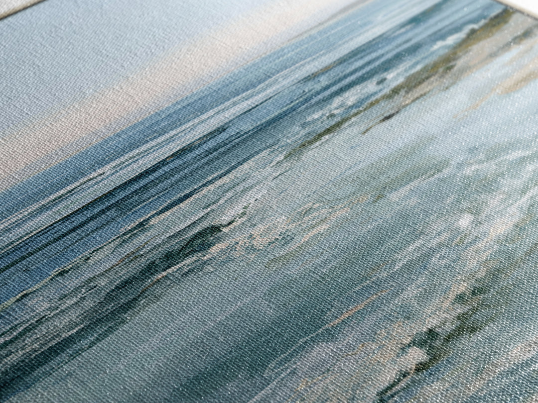 Calm Blue Horizon Framed Canvas Print, Seascape Art, Living Room Decor, Coastal Decor, Oil Painting, Seascape, Gallery Decor, SEA-1x1-2