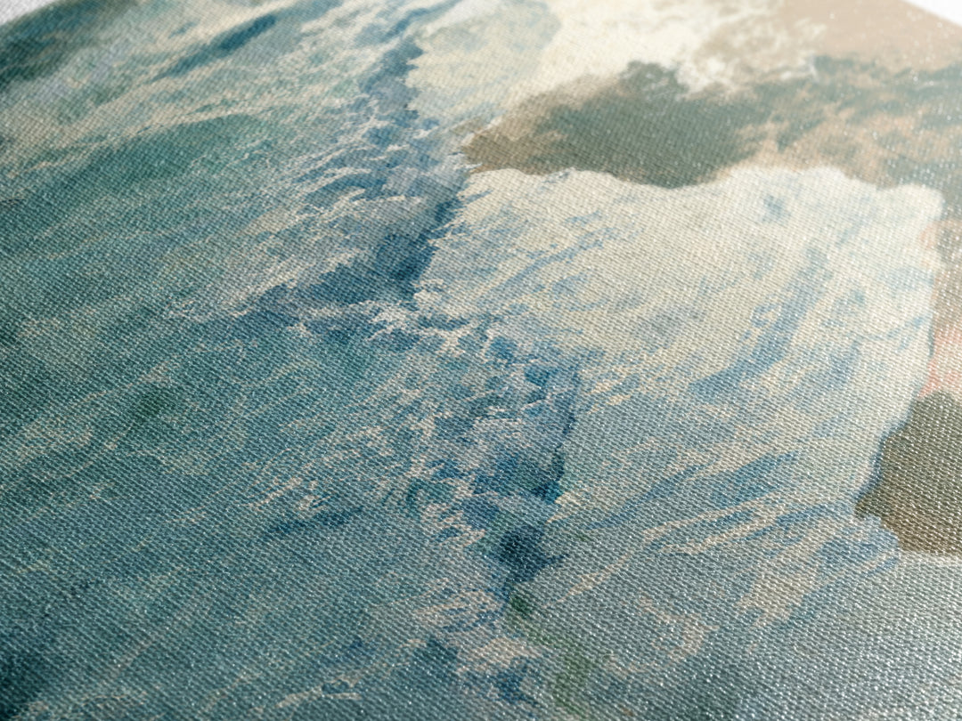 Ocean Foam Patterns from Above Canvas Print, Seascape Art, Large Wall Art, Coastal Decor, Seascape, Watercolor Painting, SEA-1x1-36