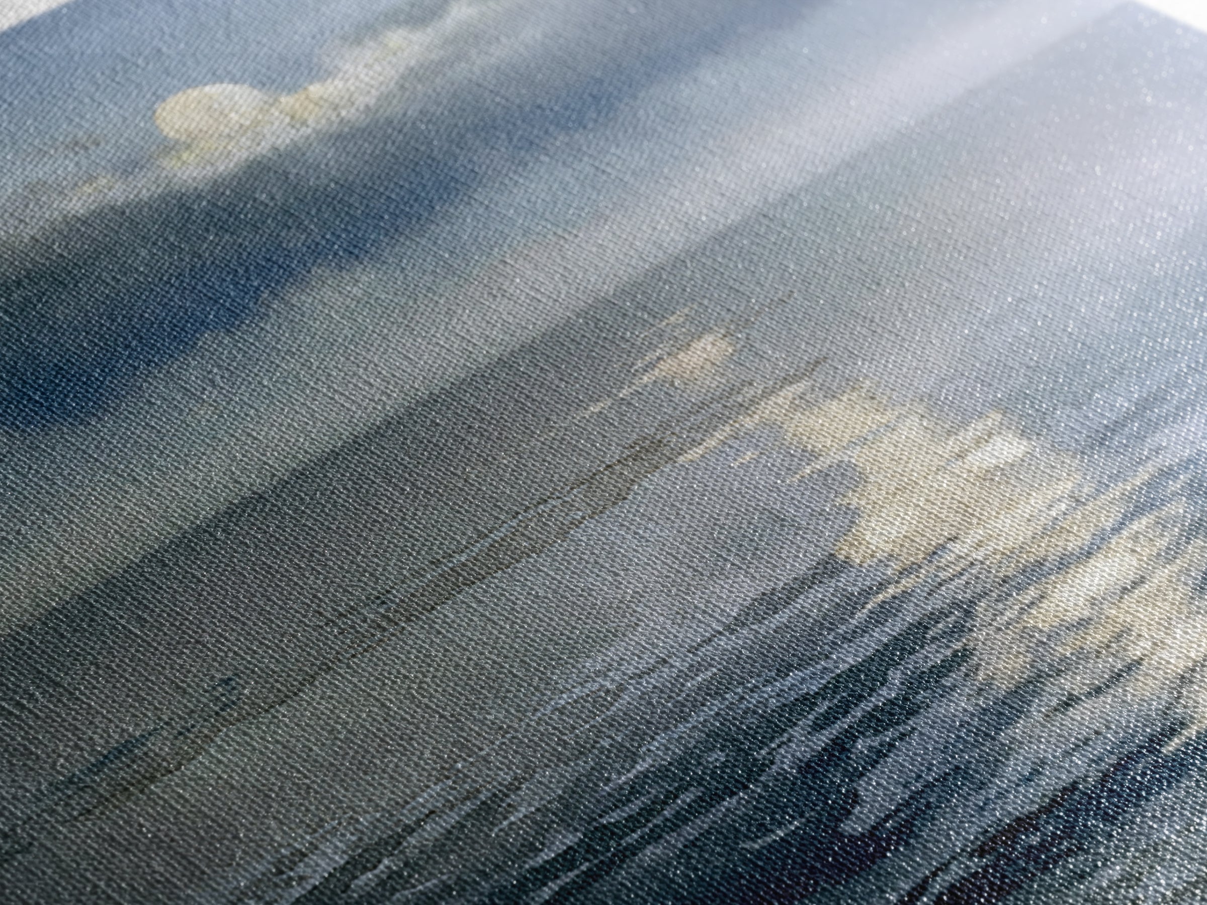 Moonlit Ocean with Silver Path of Light Framed Canvas Print, Seascape Art, Abstract Painting, Coastal Decor, Fine Art, Seascape, SEA-1x1-51