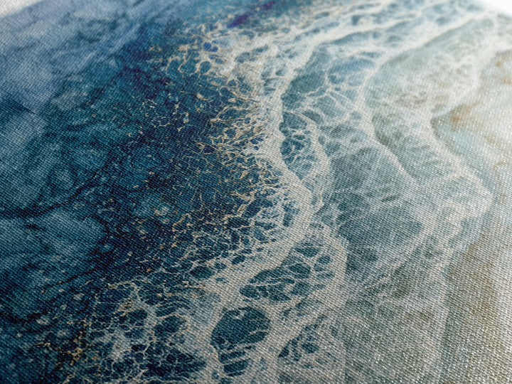 Ocean Foam Patterns from Above Canvas Print, Seascape Art, Wall Art Print, Coastal Decor, Watercolor Art, Seascape, SEA-1x1-60