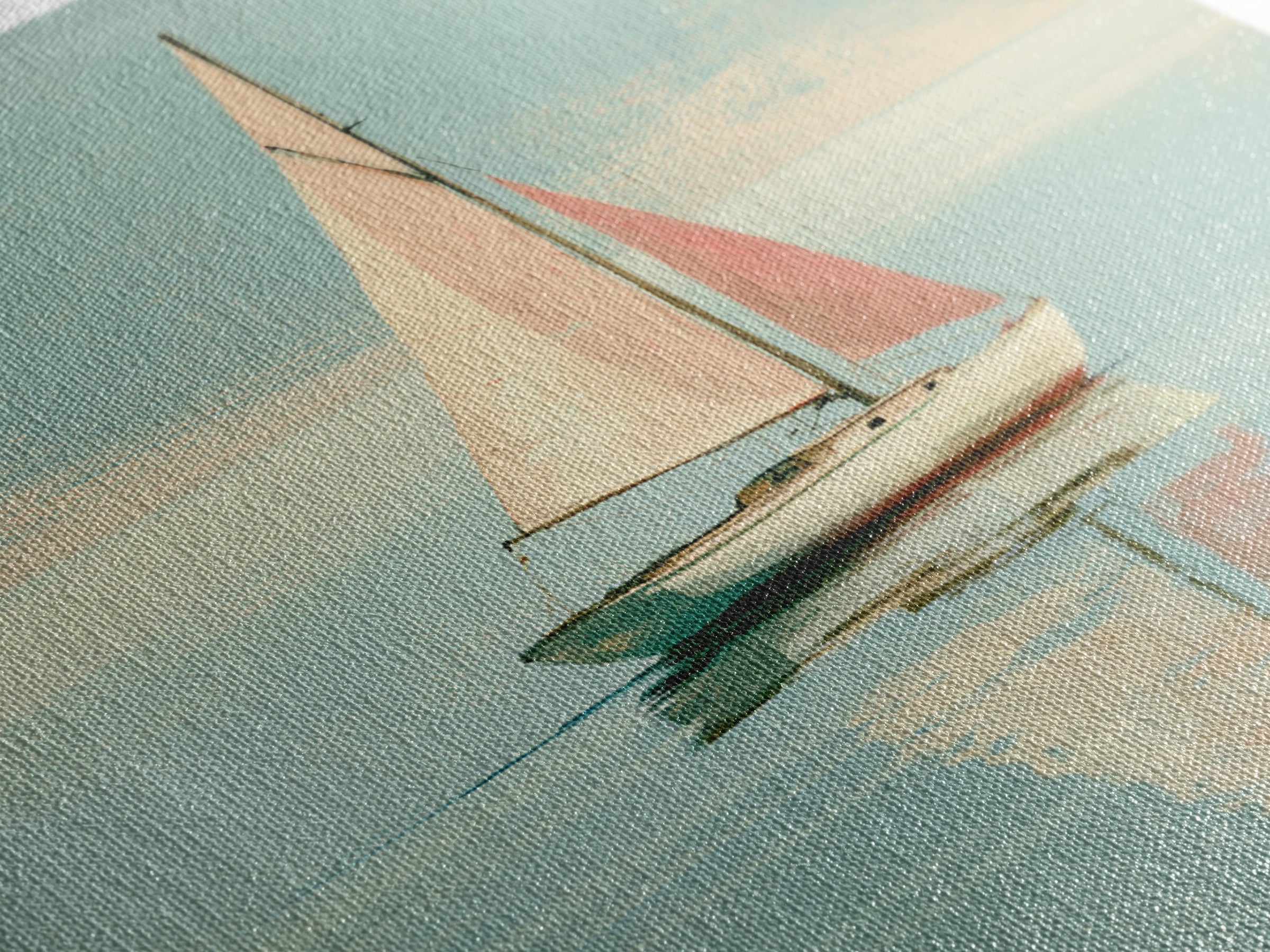 Quiet Sailboat on Glassy Water Framed Canvas Print, Seascape Art, Neutral Decor, Coastal Decor, Fine Art, Seascape, Home Decor, SEA-1x1-80