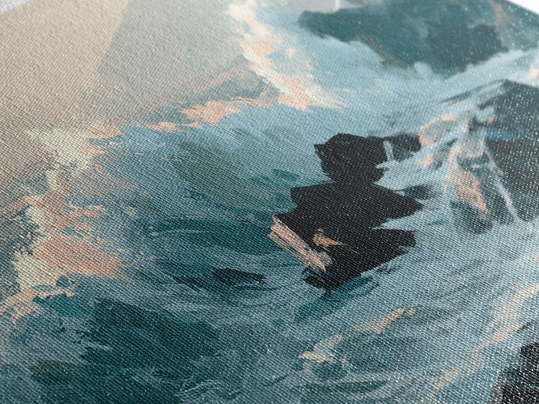 Storm Waves Crashing Canvas Print, Seascape Art, Wall Art, Coastal Decor, Oil Painting, Seascape, Abstract Art, Bedroom Decor, SEA-2x1-21