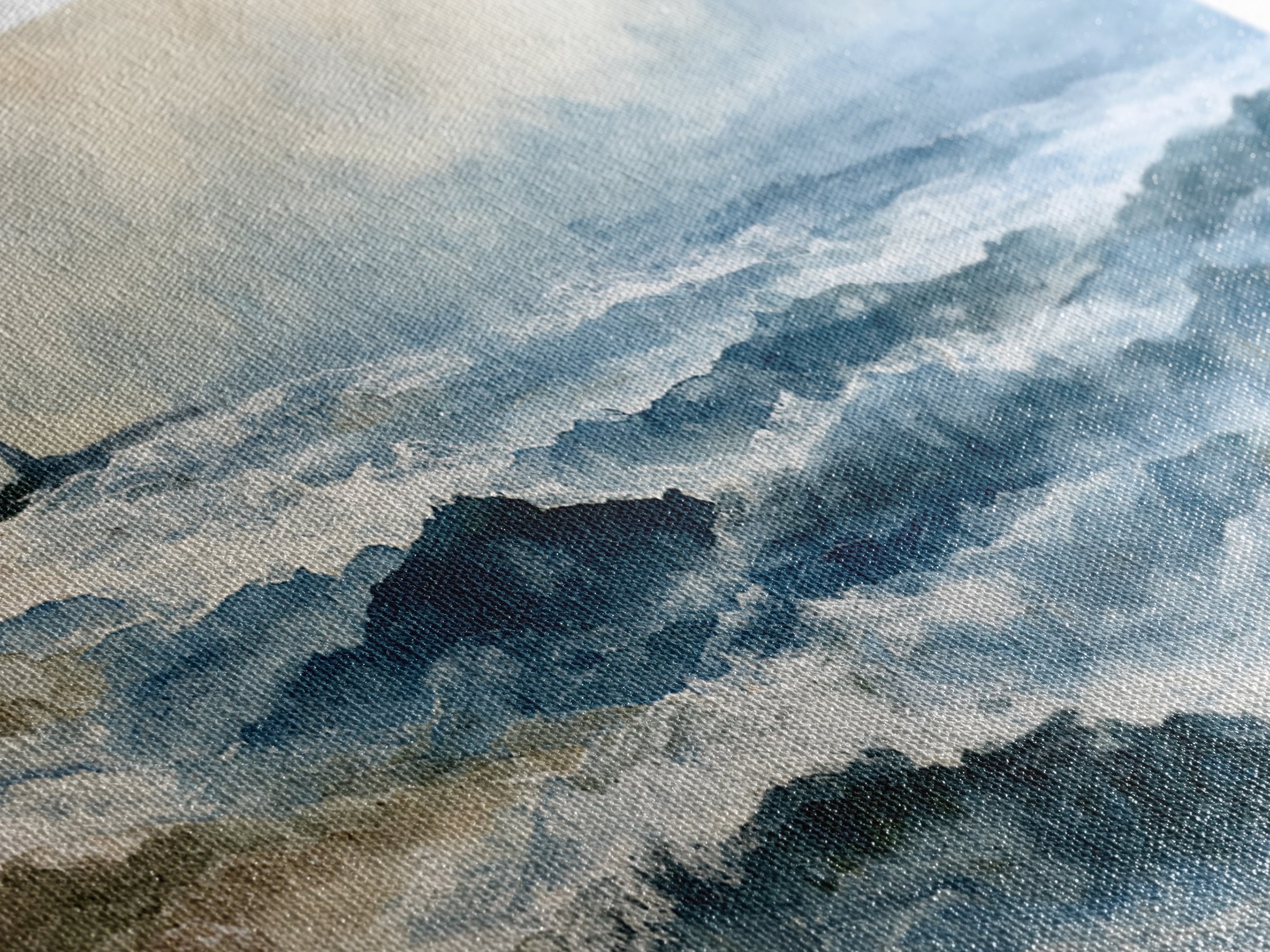 Dramatic Lighthouse in Distant Spray Canvas Print, Seascape Art, Boho Decor, Coastal Decor, Abstract Art, Seascape, SEA-2x1-26