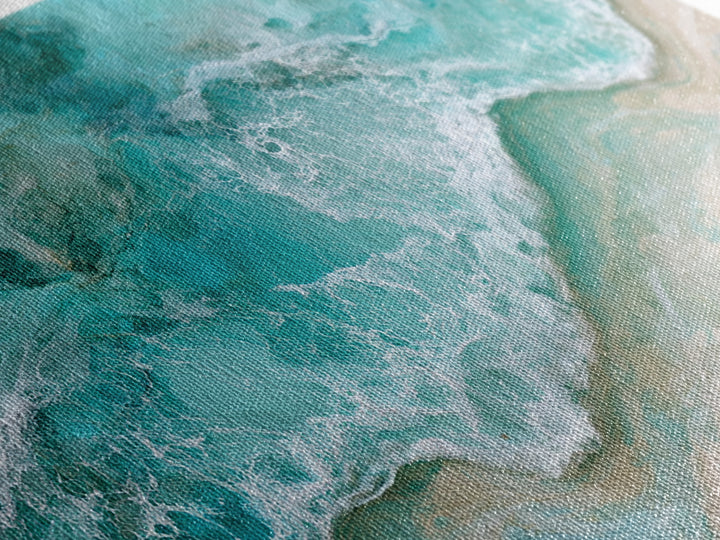 Aerial Reef Water Canvas Print, Seascape Art, Digital Wall Art, Coastal Decor, Watercolor Art, Seascape, Wall Art Print, SEA-2x1-68