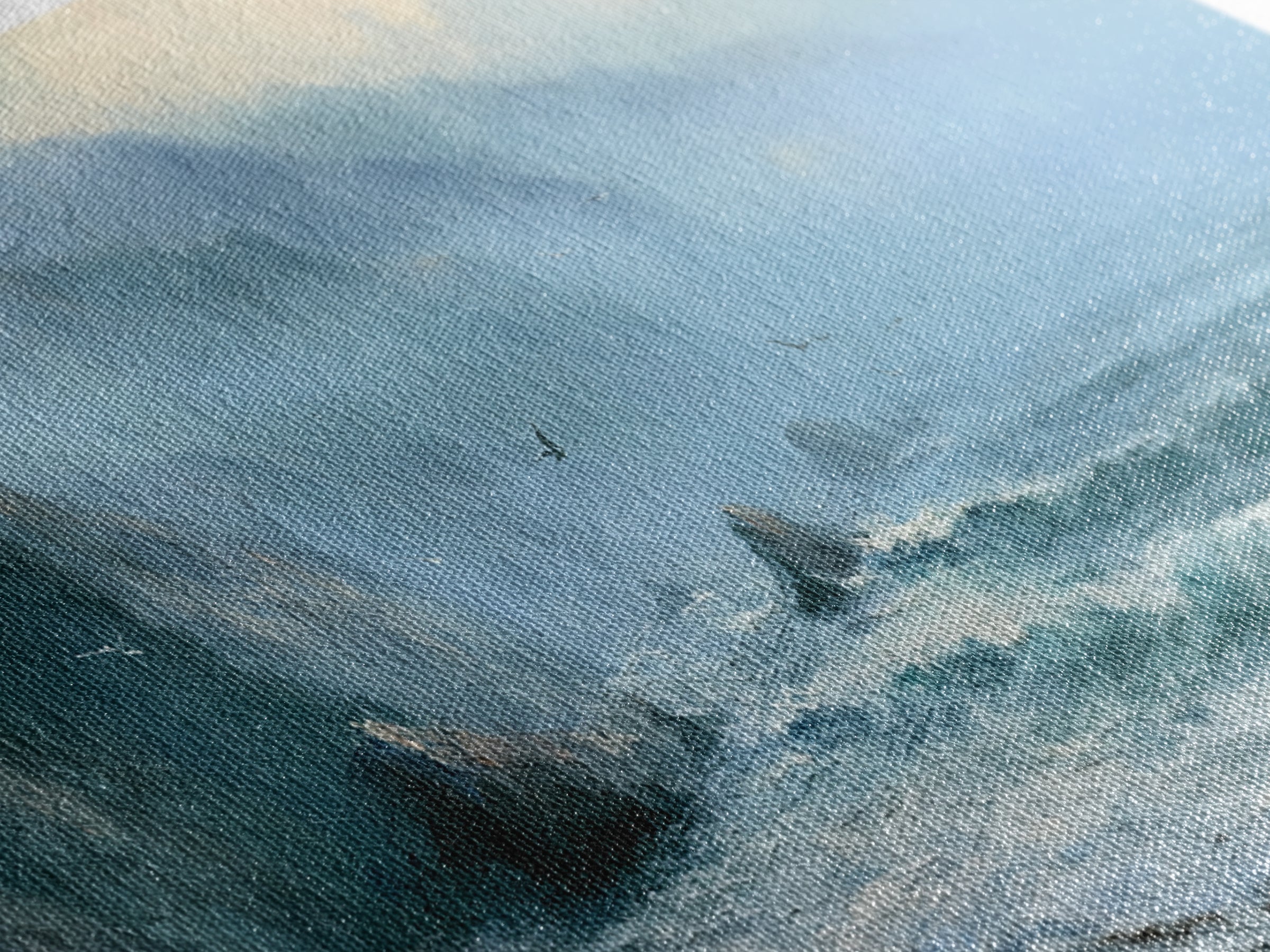 Misty Sea Cliffs Framed Canvas Print, Seascape Art, Abstract Art, Coastal Decor, Seascape, Nautical Decor, Coastal Wall Art, SEA-2x1-97