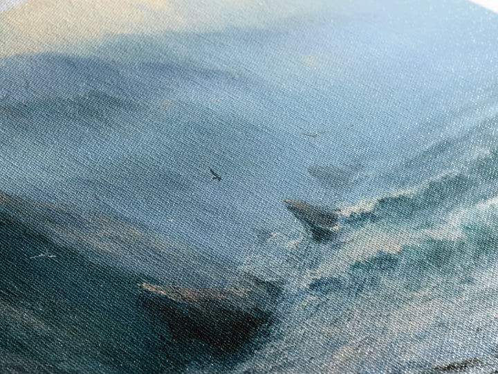 Misty Sea Cliffs Framed Canvas Print, Seascape Art, Abstract Art, Coastal Decor, Seascape, Nautical Decor, Coastal Wall Art, SEA-2x1-97