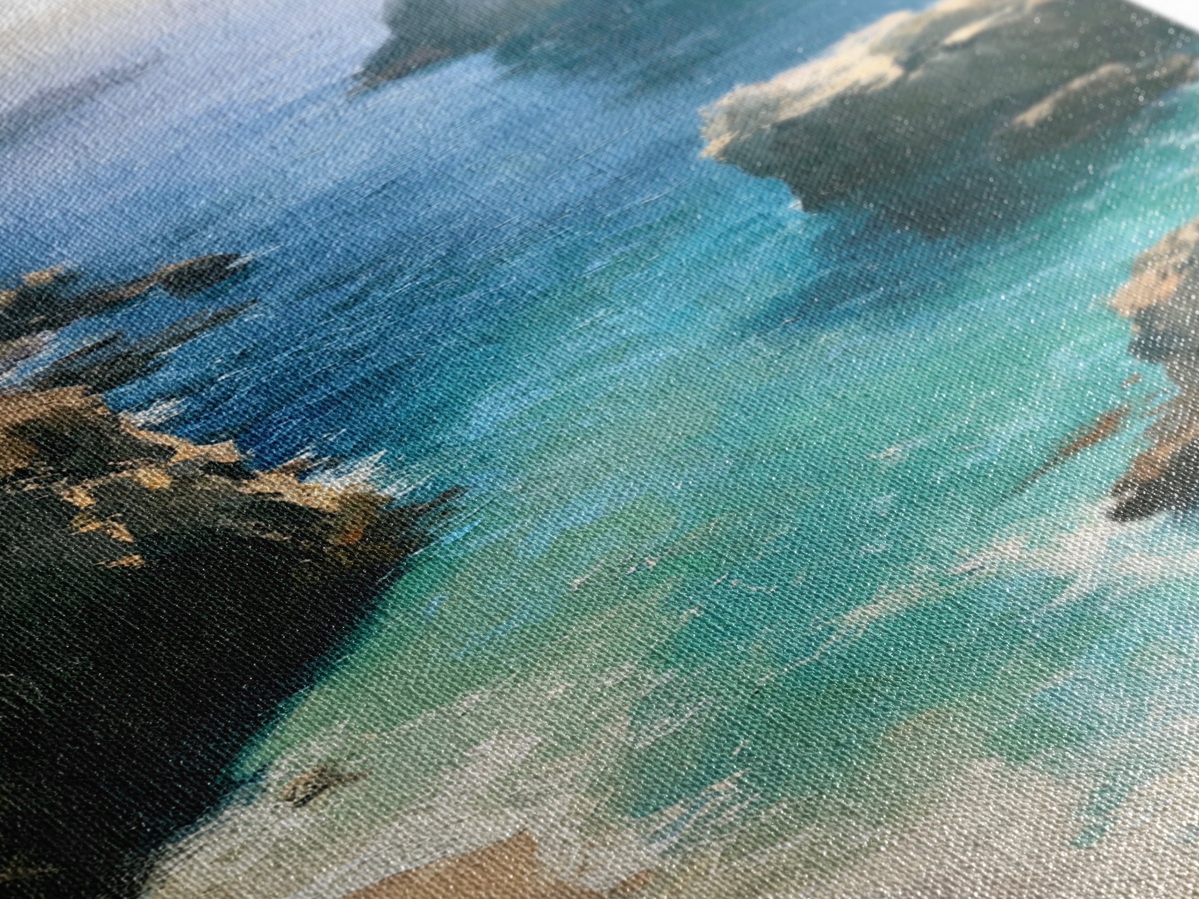 Coastal Cove with Turquoise Water Framed Canvas Print, Seascape Art, Wall Art, Coastal Decor, Abstract Art, Seascape, SEA-2x3-47