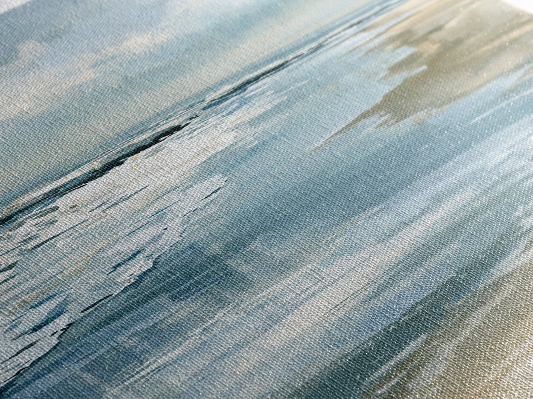 Golden Beach Tide at Low Water Framed Canvas Print, Seascape Art, Digital Prints, Coastal Decor, Watercolor Art, Seascape, SEA-2x3-98
