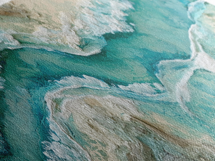 Aerial Reef Water Canvas Print, Seascape Art, Gallery Decor, Coastal Decor, Fine Art, Seascape, Contemporary Art, Wall Art, SEA-3x1-40