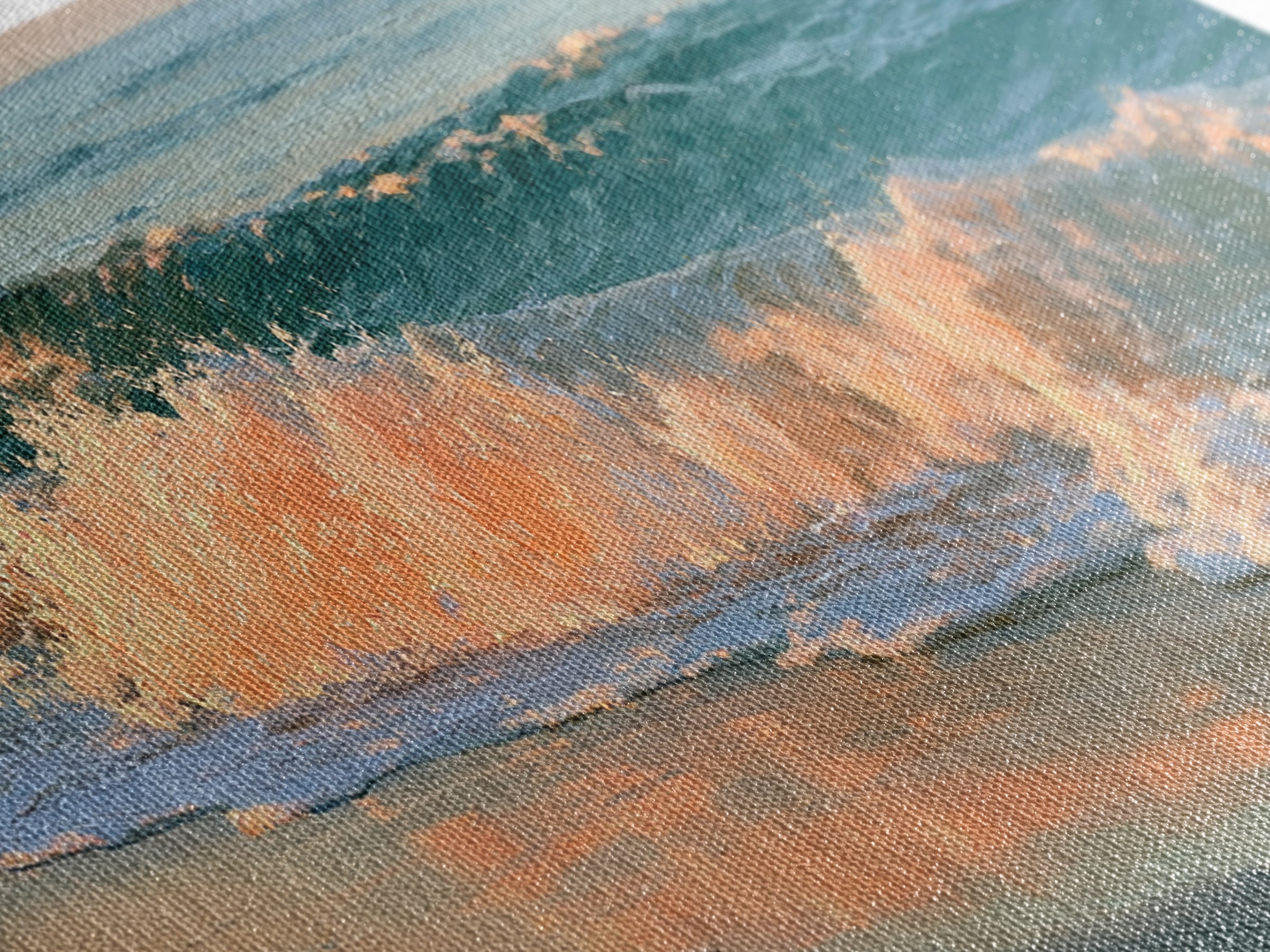 Sunset Surf Glowing Orange and Pink Framed Canvas Print, Seascape Art, Wall Decor, Coastal Decor, Fine Art, Seascape, SEA-3x1-44