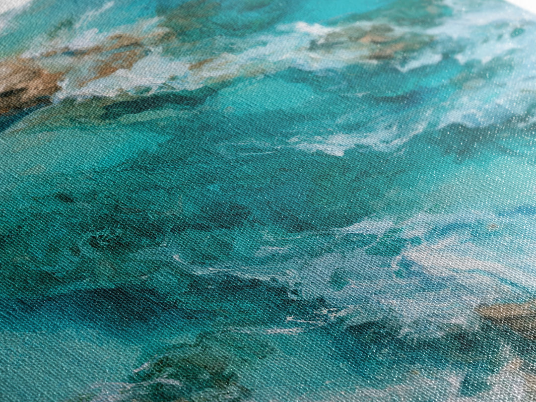 Aerial Reef Water Framed Canvas Print, Seascape Art, Original Art, Coastal Decor, Fine Art, Seascape, Living Room Wall Art, SEA-3x2-28