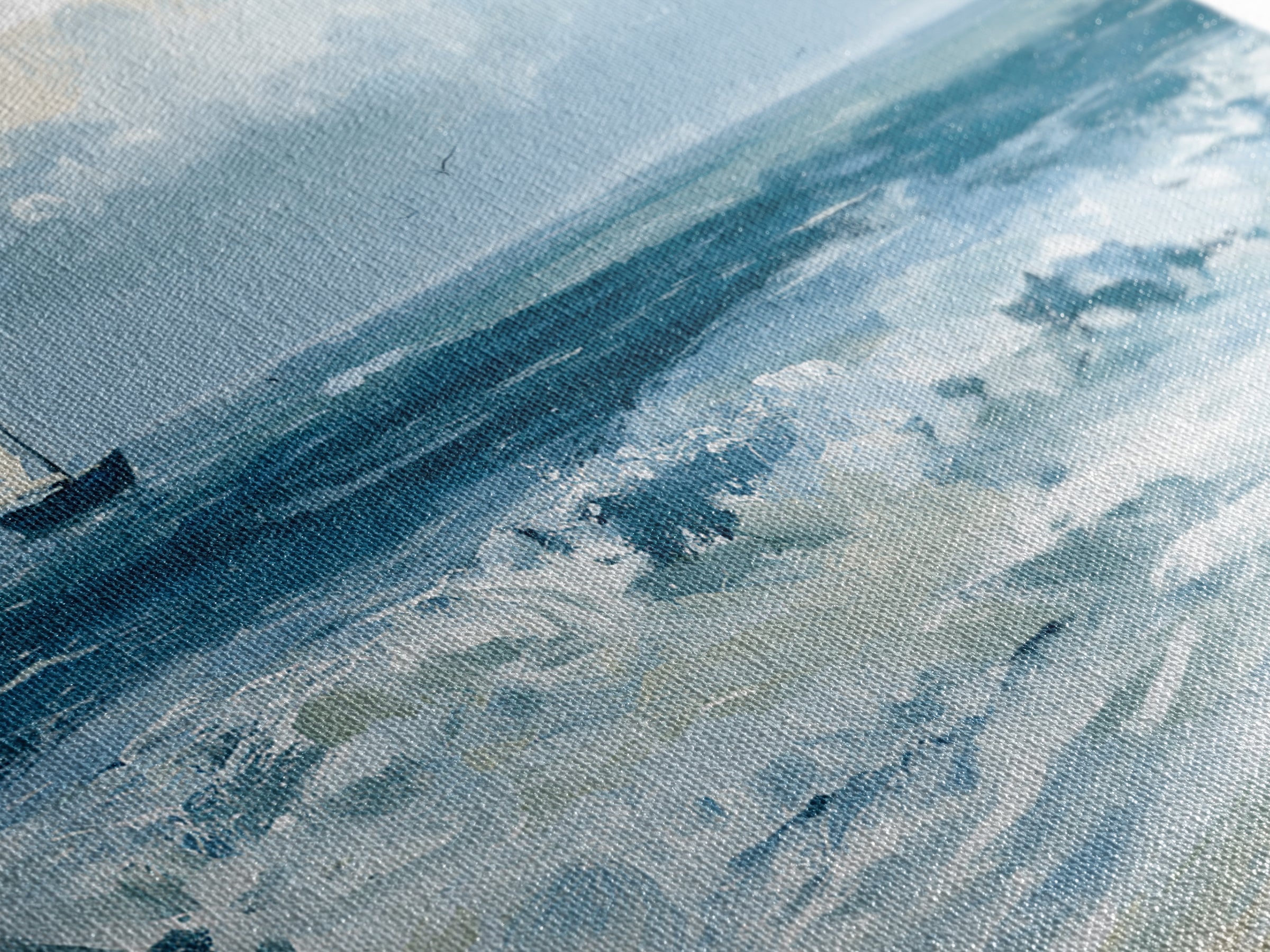 Coastal Cove with Turquoise Water Canvas Print, Seascape Art, Textured Painting, Coastal Decor, Watercolor Art, Seascape, SEA-3x2-67