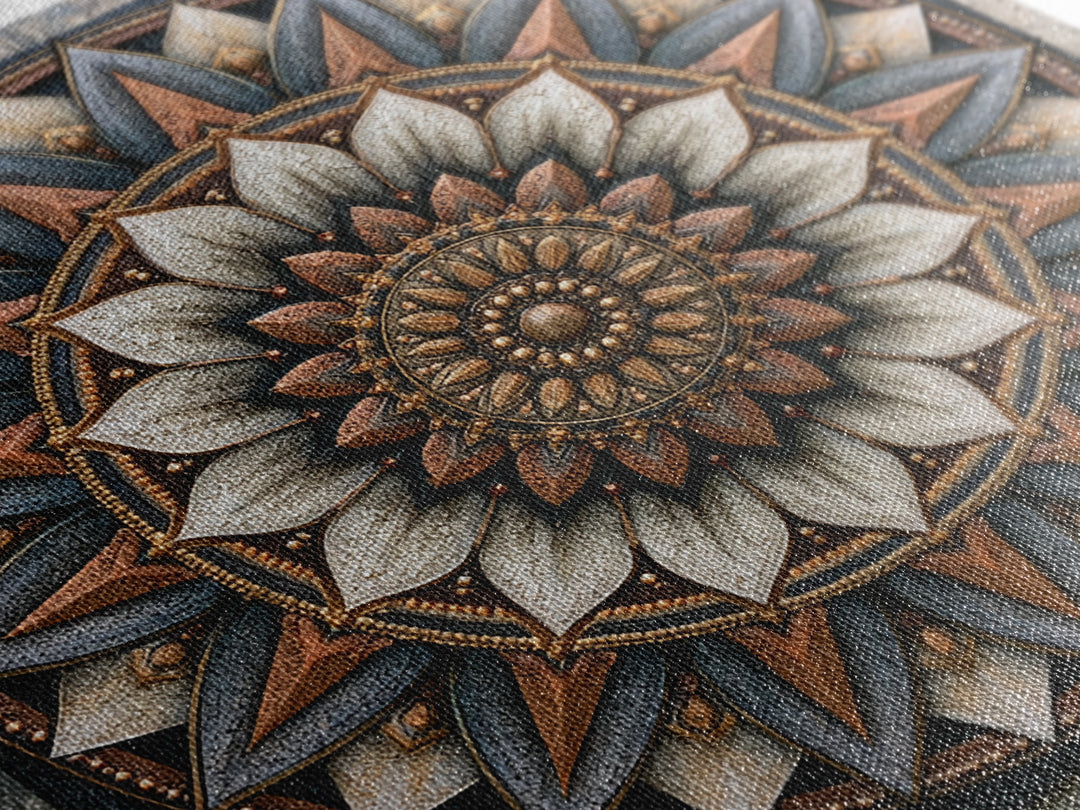 Mandala Lotus with Precise Radial Symmetry Canvas Print, Sacred Geometry Art, Sacred Geometry, Living Room Decor, Geometry, SGA-1x1-50