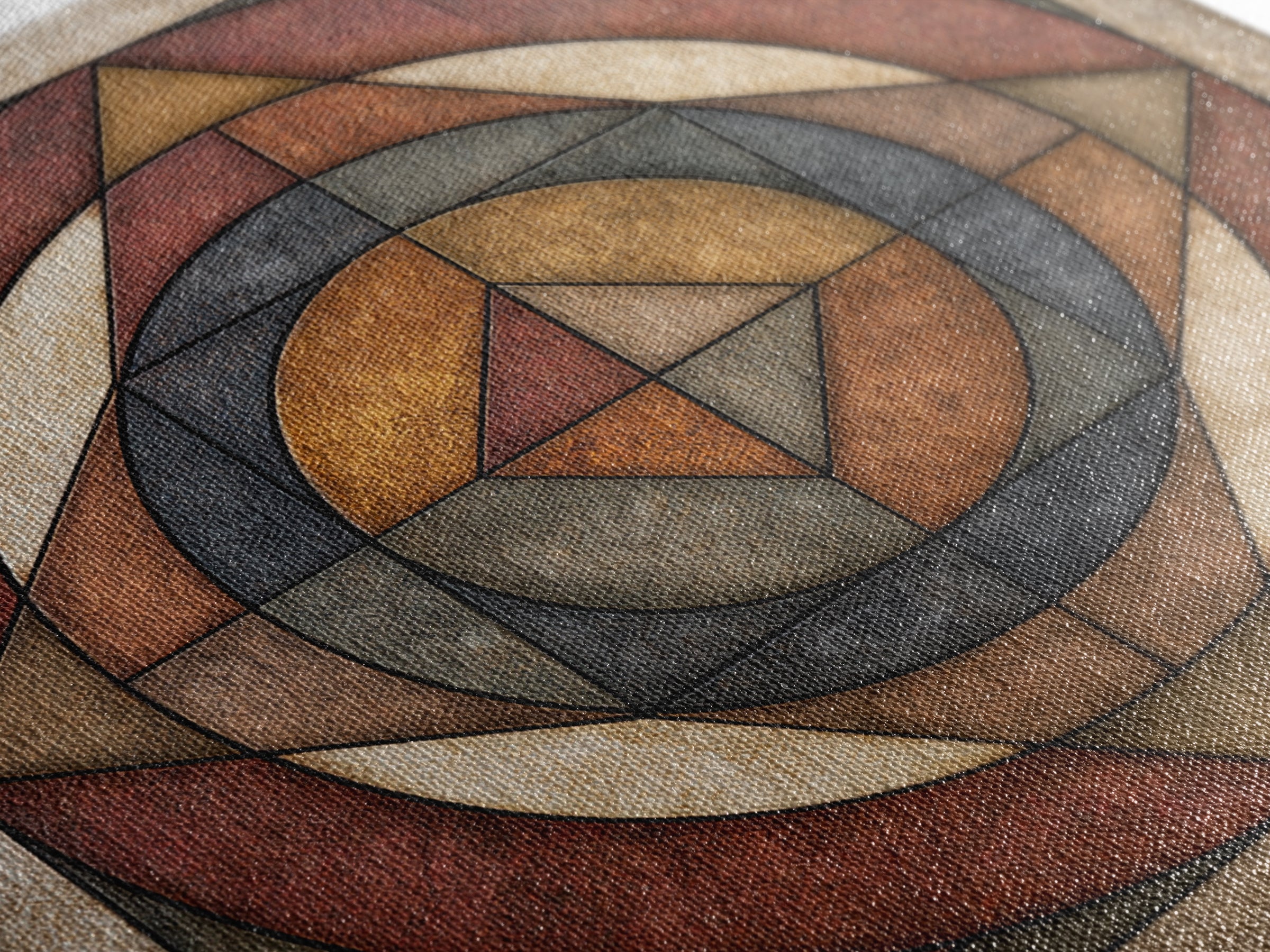 Concentric Circles and Triangles Canvas Print, Sacred Geometry Art, Textured Painting, Living Room Decor, Fine Art, Geometry, SGA-1x1-81