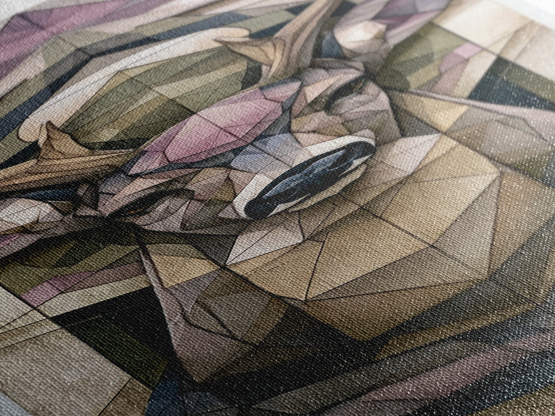 Sacred Deer Formed from Geometric Facets Canvas Print, Sacred Geometry Art, Large Wall Art, Living Room Decor, Geometry, SGA-1x3-43
