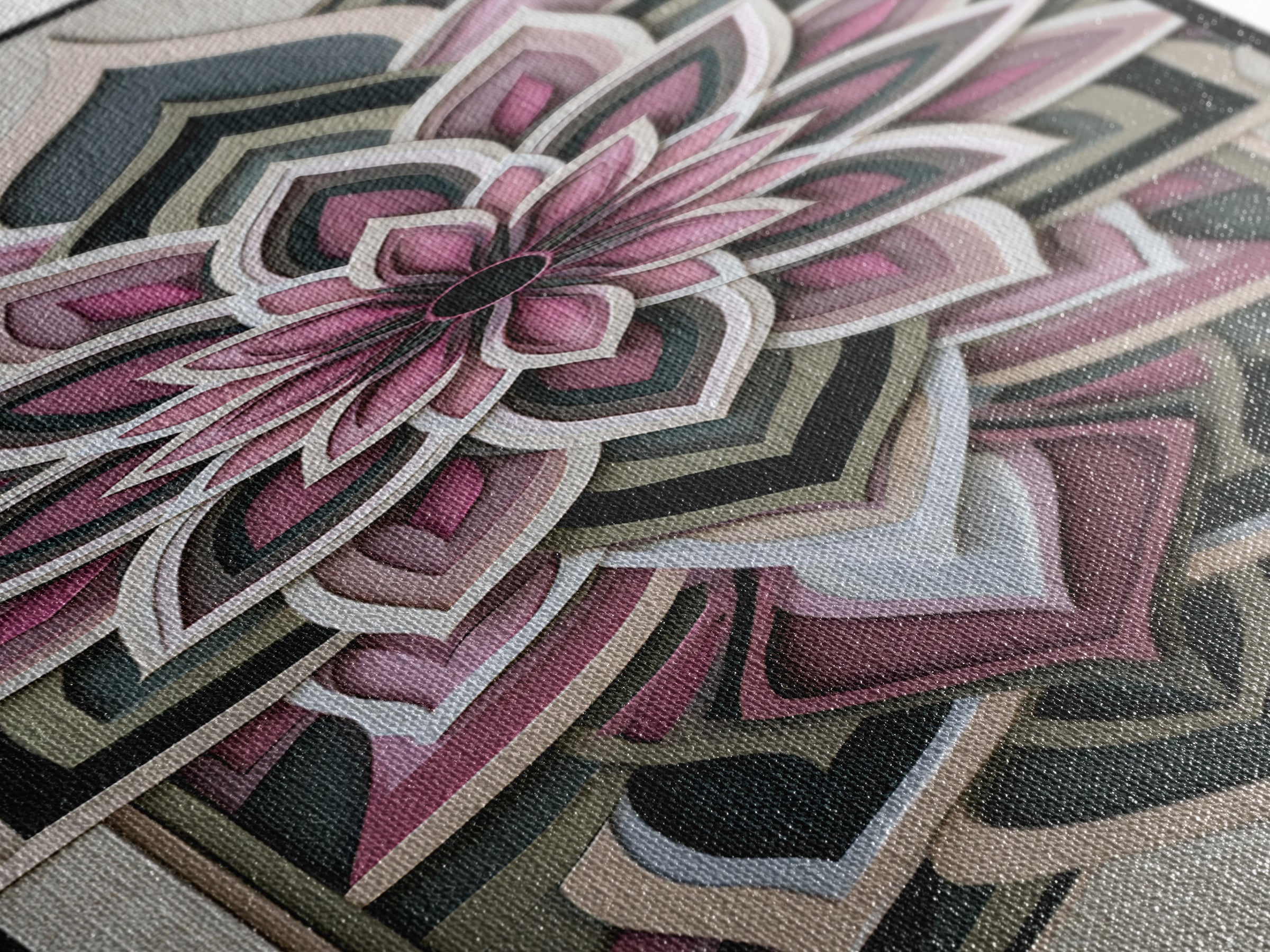 Mandala Lotus with Precise Radial Symmetry Canvas Print, Sacred Geometry Art, Gallery Decor, Living Room Decor, Geometry, SGA-1x3-62