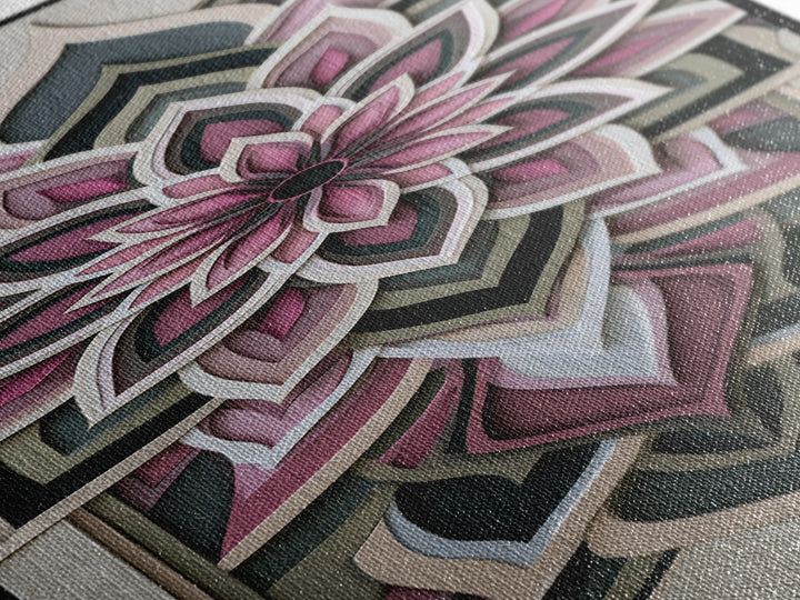 Mandala Lotus with Precise Radial Symmetry Canvas Print, Sacred Geometry Art, Gallery Decor, Living Room Decor, Geometry, SGA-1x3-62