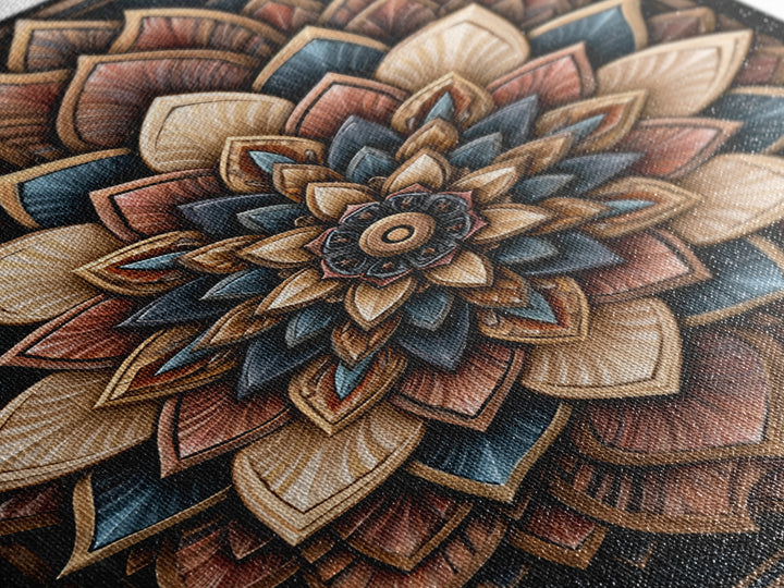 Mandala Lotus with Precise Radial Symmetry Canvas Print, Sacred Geometry Art, Luxury Decor, Living Room Decor, Geometry, SGA-2x3-10