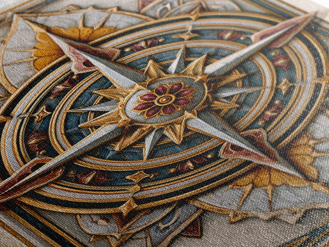 Gold Line Compass Mandala on Parchment Canvas Print, Sacred Geometry Art, Wall Decor, Living Room Decor, Abstract Art, Geometry, SGA-2x3-29