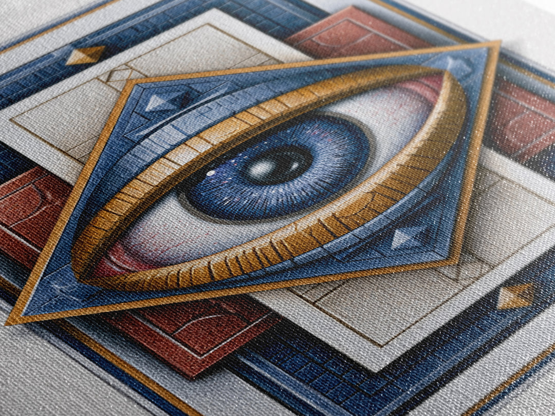 Cosmic Eye Inside Geometric Frame Framed Canvas Print, Sacred Geometry Art, Room Decor, Living Room Decor, Fine Art, Geometry, SGA-2x3-51