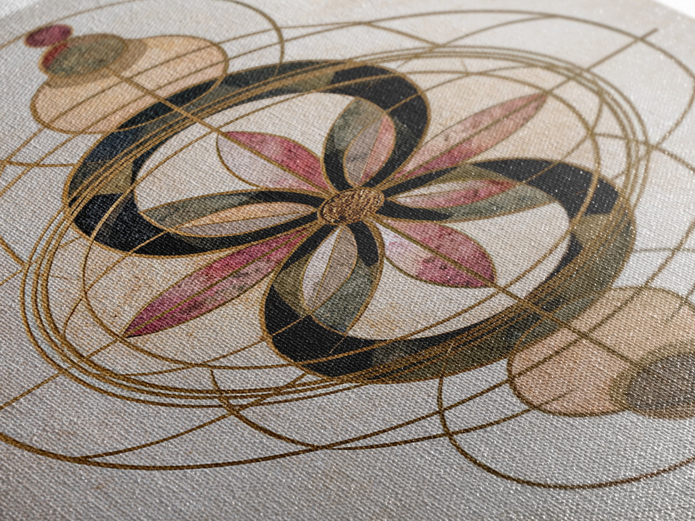 Gold Line Compass Mandala on Parchment Canvas Print, Sacred Geometry Art, Wall Art Print, Living Room Decor, Abstract Art, SGA-2x3-77
