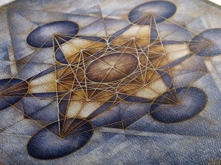 Metatron Cube with Celestial Background Framed Canvas Print, Sacred Geometry Art, Boho Decor, Living Room Decor, Abstract Art, SGA-2x3-83