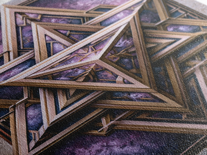 Star Tetrahedron with Watercolor Galaxy Wash Canvas Print, Sacred Geometry Art, Digital Wall Art, Living Room Decor, Geometry, SGA-2x3-88