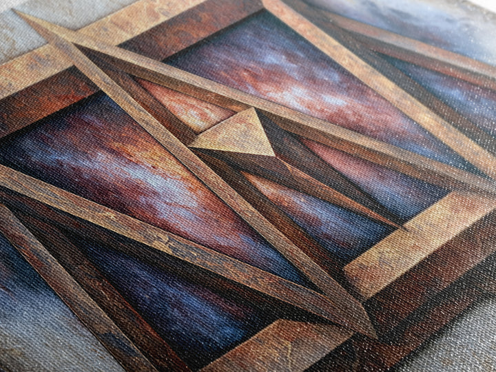 Star Tetrahedron with Watercolor Galaxy Wash Framed Canvas Print, Sacred Geometry Art, Wall Art, Living Room Decor, Geometry, SGA-3x1-72